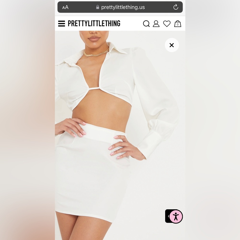 PLT White Woven Underbust Detail Cut Out Shirt Dress